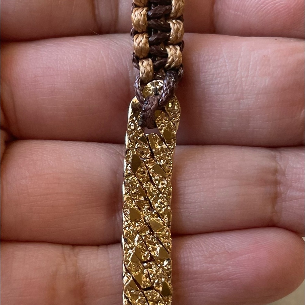 New Gold Chain by the Inch with Threaded Cord Men’s Bracelet - Picture 2 of 3